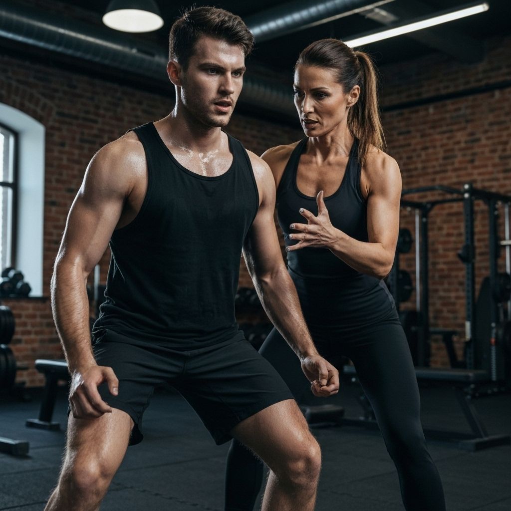 Person training with coach